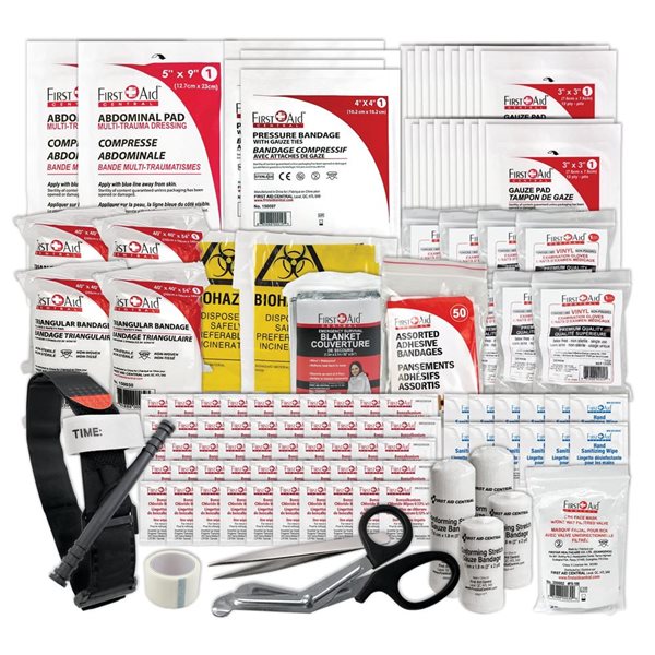 First Aid Central 10-Piece CSA Z1220-24 All-purpose Type 2 Medium Metal Case First Aid Kit