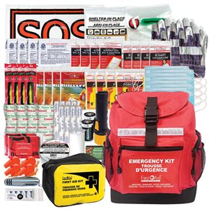 First Aid Central 11-Piece All-purpose 4-Person 72 Hour Emergency Survival Kit in Red Nylon Backpack
