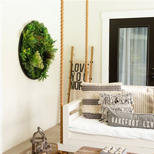 Nearly Natural Artificial Amazon Rainforest Plant Wall Art with Black Frame for Indoor and Outdoor - 38-in