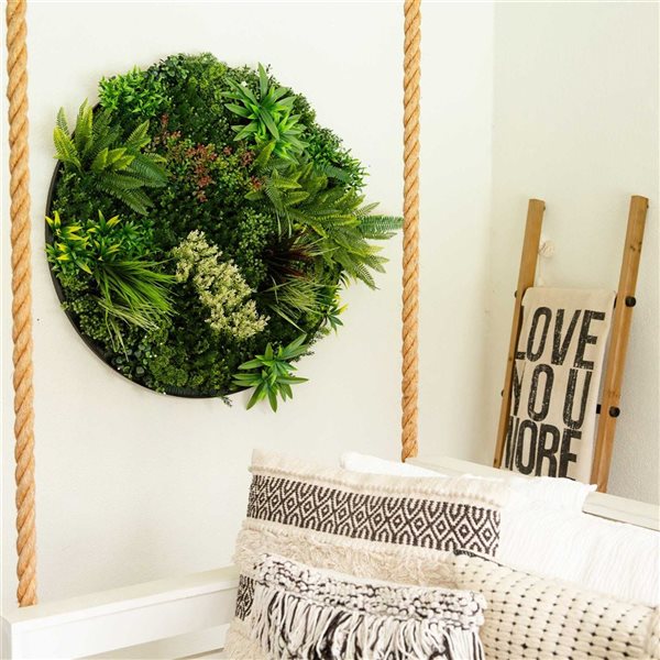 Nearly Natural Artificial Amazon Rainforest Plant Wall Art with Black Frame for Indoor and Outdoor - 38-in