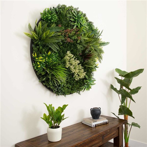 Nearly Natural Artificial Amazon Rainforest Plant Wall Art with Black Frame for Indoor and Outdoor - 38-in