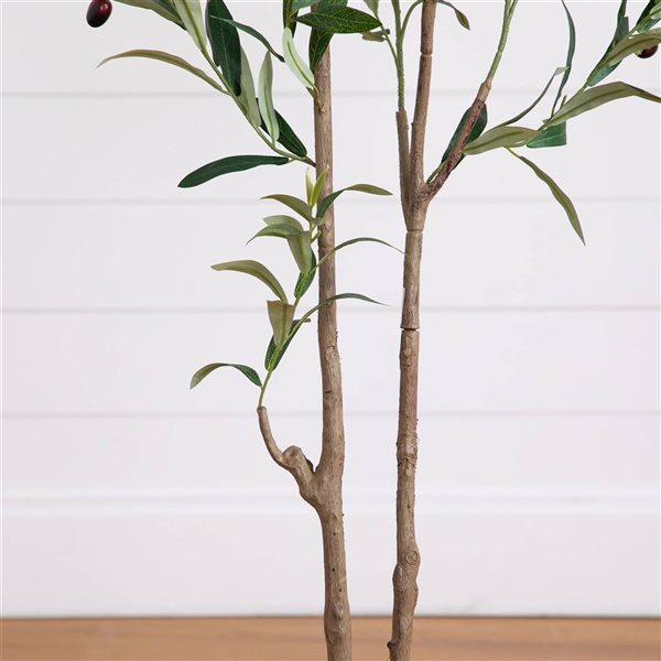 Nearly Natural Artificial Minimalist Olive Tree in White Decorative Planter - 5-ft