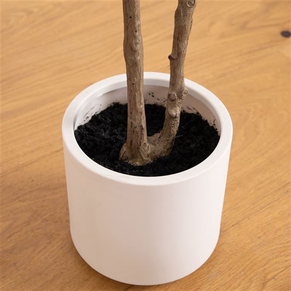 Nearly Natural Artificial Minimalist Olive Tree in White Decorative Planter - 5-ft