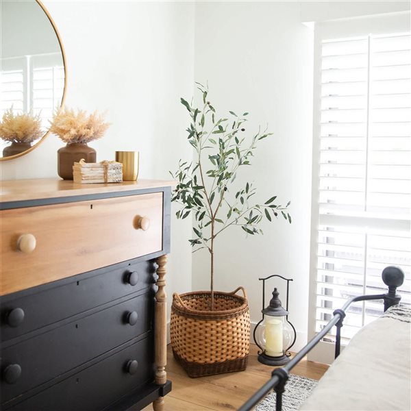 Nearly Natural Artificial Slim Minimalist Olive Tree for Indoor - 5-ft