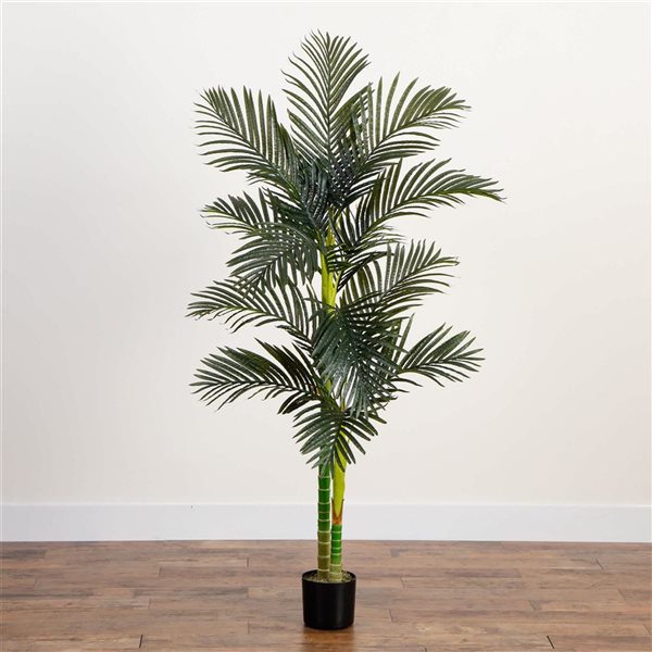 Nearly Natural Artificial Golden Cane Palm Tree with Double Stalk for Indoor - 6-ft
