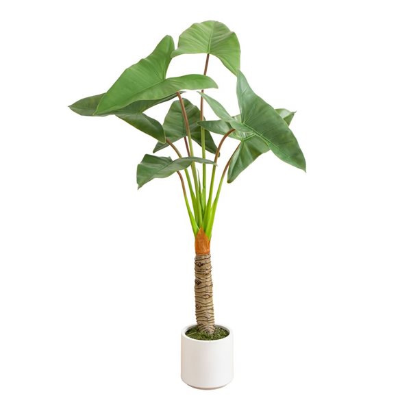 Nearly Natural Artificial Arrowhead Philodendron in White Decorative Planter - 4.5-ft