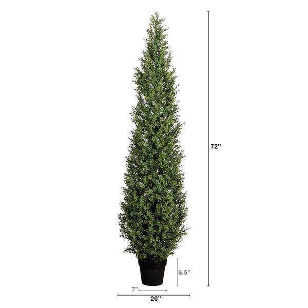 Nearly Natural Artificial Boxwood Topiary Tree UV-Resistant for Indoor and Outdoor - 6-ft