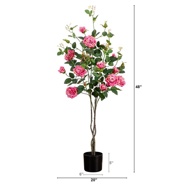 Nearly Natural Artificial Rose Tree for Indoor  - 4-ft