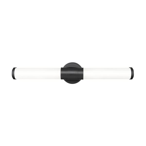 Z-Lite Warwick Matte Black 1-Light Opal Glass Cylinder Vanity Strip Light - 25.25-in