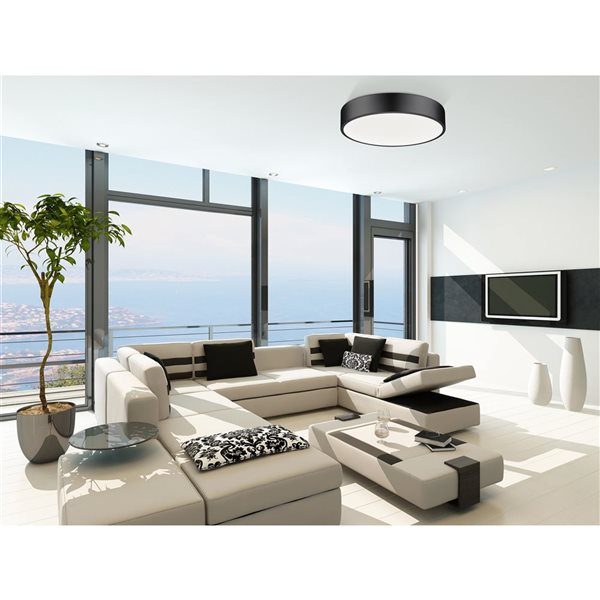 Z-Lite Coronado Matte Black Round 1-Light Flush-Mount Ceiling Light