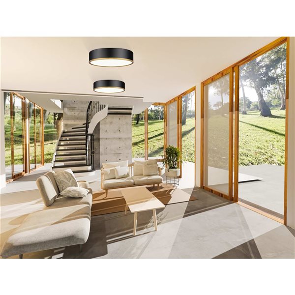 Z-Lite Bradley Matte White/Modern Gold Round 1-Light Flush-Mount Ceiling Light