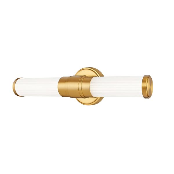 Z-Lite Warwick Brushed Gold 1-Light Opal Glass Cylinder Vanity Strip Light - 18.5-in