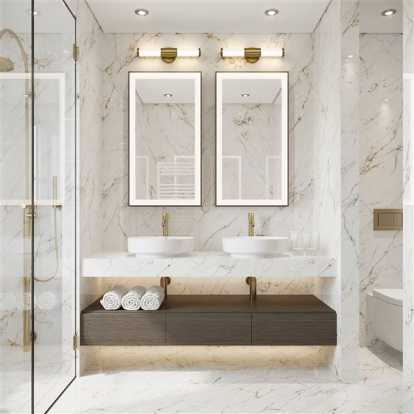 Z-Lite Warwick Brushed Gold 1-Light Opal Glass Cylinder Vanity Strip Light - 18.5-in