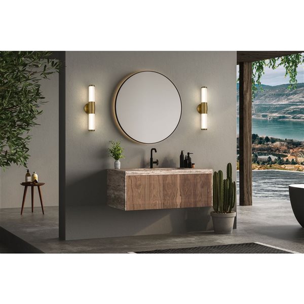 Z-Lite Warwick Brushed Gold 1-Light Opal Glass Cylinder Vanity Strip Light - 18.5-in