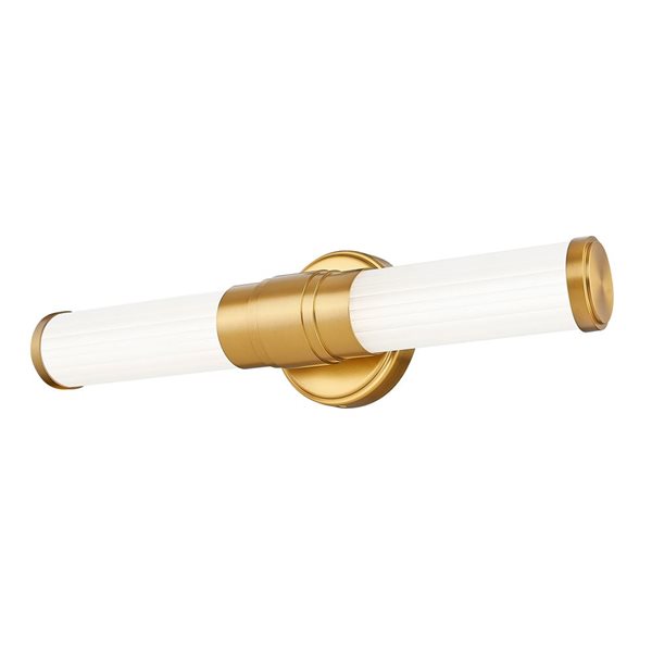 Z-Lite Warwick Brushed Gold 1-Light Opal Glass Cylinder Vanity Strip Light - 18.5-in