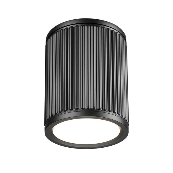 Z-Lite Stari Matte Black Round 1-Light Flush-Mount Ceiling Light