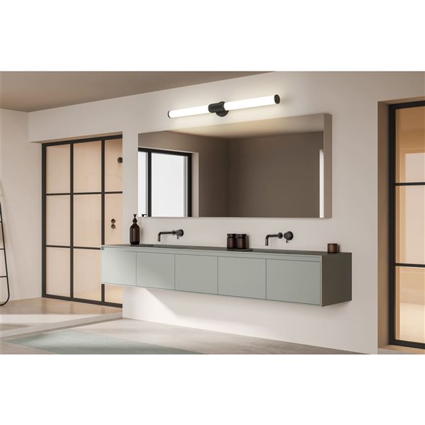 Z-Lite Solange Matte Black 1-Light Opal Glass Cylinder Vanity Strip Light - 40.5-in