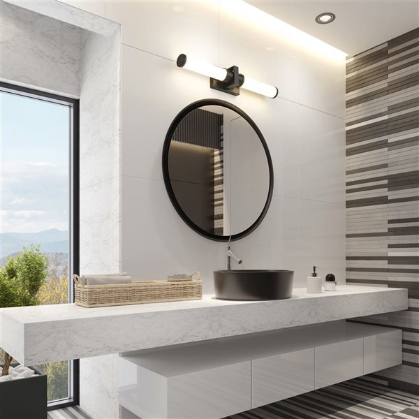 Z-Lite Idris Matte Black 1-Light Opal Glass Cylinder Vanity Strip Light - 25.5-in