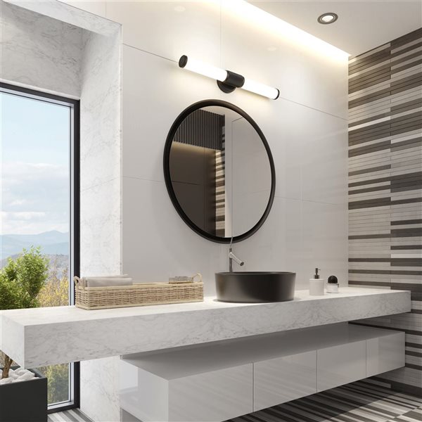 Z-Lite Solange Matte Black 1-Light Opal Glass Cylinder Vanity Strip Light - 25.5-in