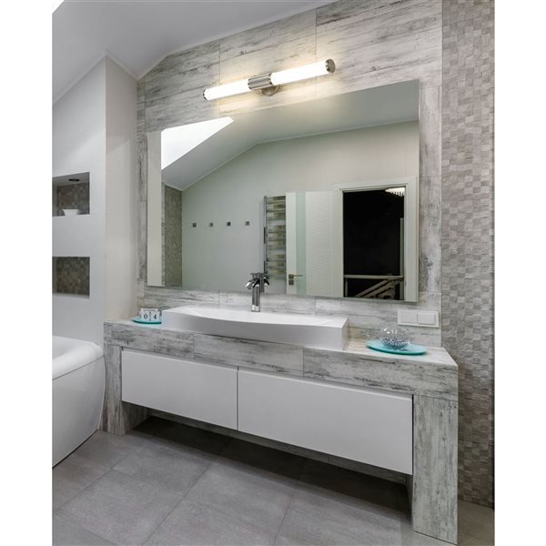 Z-Lite Solange Brushed Nickel 1-Light Opal Glass Cylinder Vanity Strip Light - 32.5-in