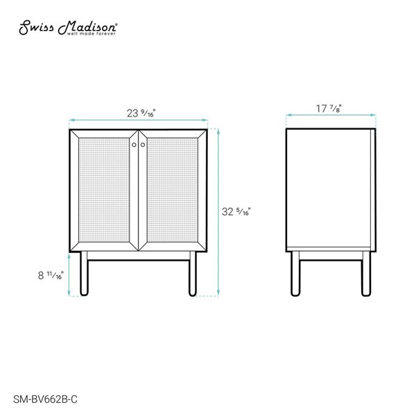 Swiss Madison Chaux 24-in 2-Door MDF Bathroom Vanity in Black - Cabinet Only