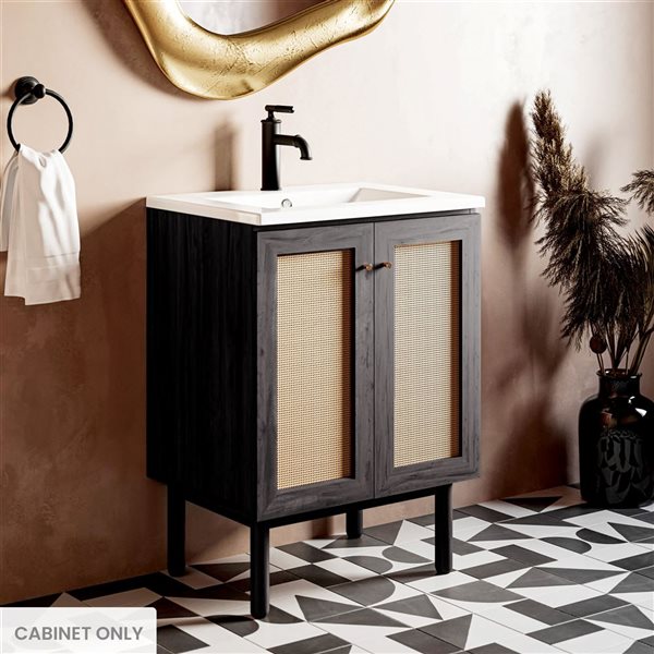 Swiss Madison Chaux 24-in 2-Door MDF Bathroom Vanity in Black - Cabinet Only