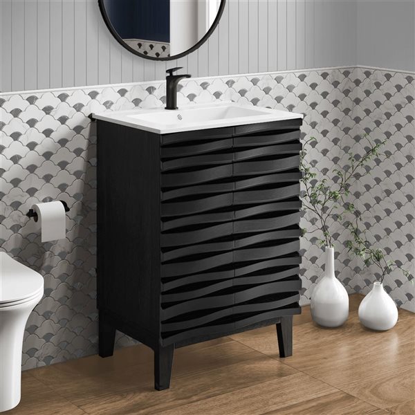 Swiss Madison Vincennes 24-in 2-Door MDF Bathroom Vanity in Black - Cabinet Only