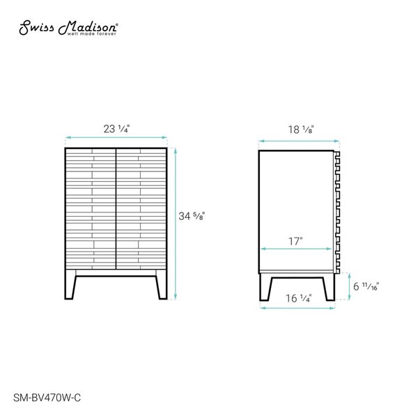 Swiss Madison Vincennes 24-in 2-Door MDF Bathroom Vanity in White - Cabinet  Only