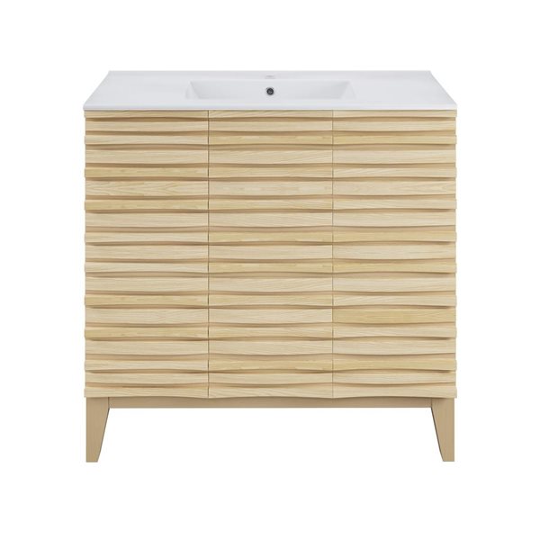 Swiss Madison Vincennes 36-in 3-Door MDF Bathroom Vanity - Natural Oak