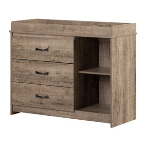 South Shore Furniture Tassio Weathered Oak 3-Drawer Changing Table