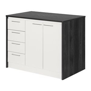 Îlot de cuisine Myro par South Shore Furniture chêne gris et blanc avec rangement