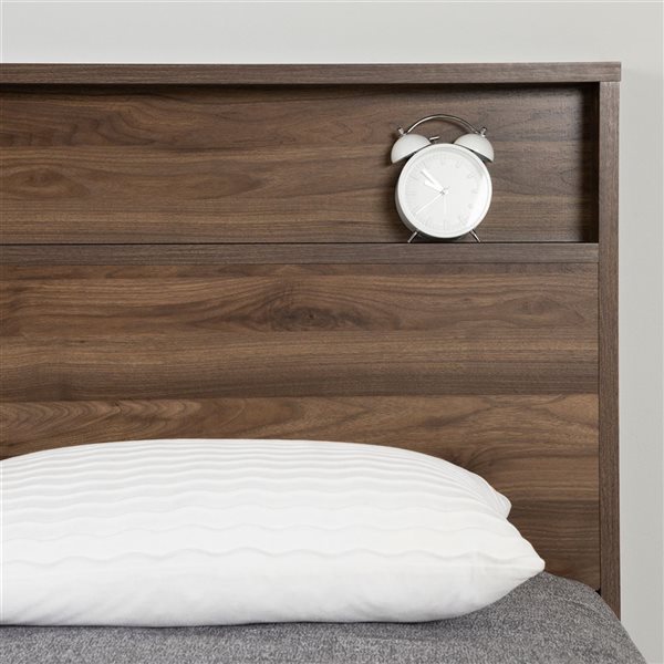 South Shore Furniture Musano Natural Walnut Headboard with Storage Shelf