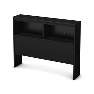 Tête de lit bibliothèque Libra par South Shore Furniture noir pur avec rangement