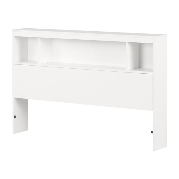South Shore Furniture Spark Pure White Bookcase Headboard with Storage