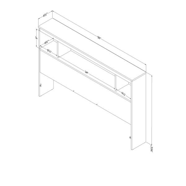 South Shore Furniture Spark Pure White Bookcase Headboard with Storage