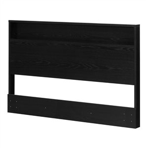 South Shore Furniture Holland Black Oak Headboard with Storage Shelf