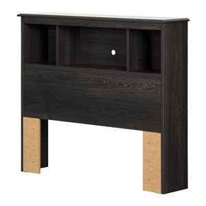 South Shore Furniture Zach Gray Oak Bookcase Headboard with Storage