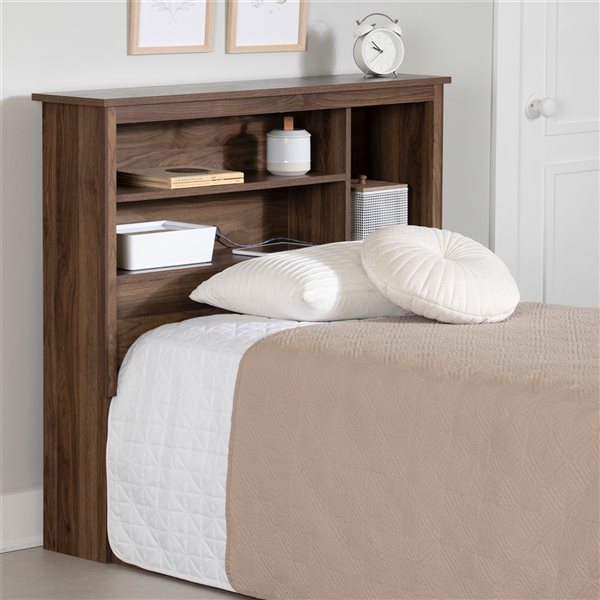 South Shore Furniture Yodi Natural Walnut Bookcase Headboard