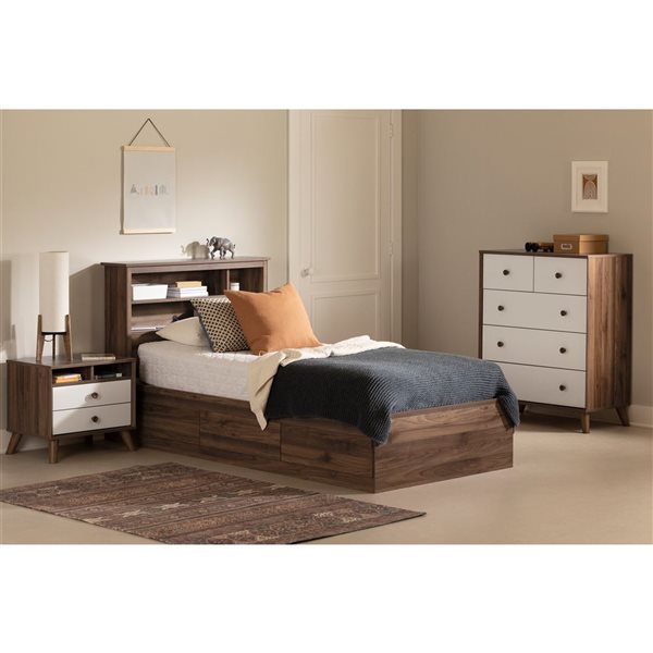 South Shore Furniture Yodi Natural Walnut Bookcase Headboard