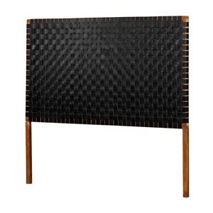 South Shore Furniture Balka Matte Black Woven Leather Headboard