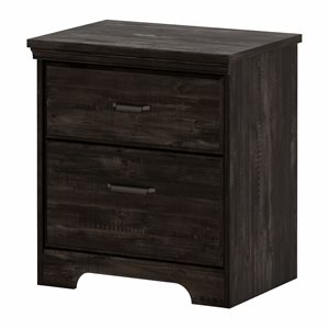 Table de chevet à 2 tiroirs Versa par South Shore Furniture noir usé - table de bout avec rangement