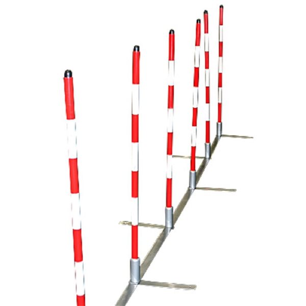 Cool Runners 6-Pcs Weave Poles for Canine Agility Training w/ Metal Base and Carry Case