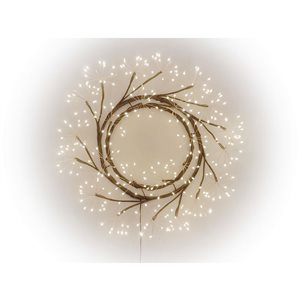 Hi-Line Gift LTD 24-in LED Christmas Wreath Brown Indoor Hanging Holiday Decor