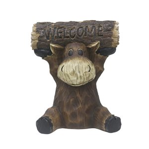 Hi-Line Gift LTD 15 H x 10-in W Brown Moose Cub Holding Welcome Sign Garden Decor