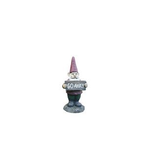Hi-Line Gift LTD 9 H x 3.5-in W Red Gnome Holds Go Away Sign