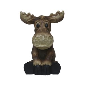 Hi-Line Gift LTD 12 H x 7-in W Brown Sitting Moose Garden Statue Decor