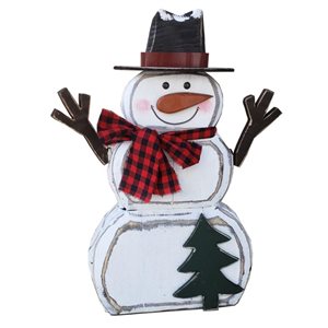 Hi-Line Gift LTD 21- in Wooden Snowman with Scarf Indoor/Outdoor Christmas Decor