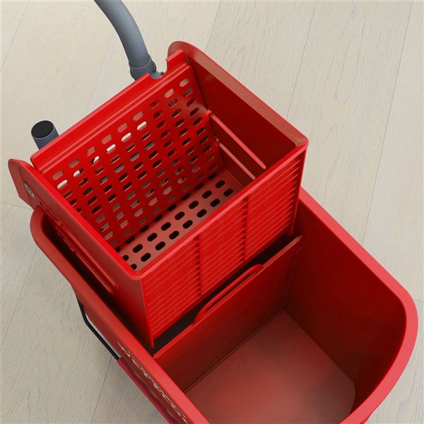 HOMCOM Mop Bucket with Wringer on Wheels for Floor Cleaning 19-L - Red