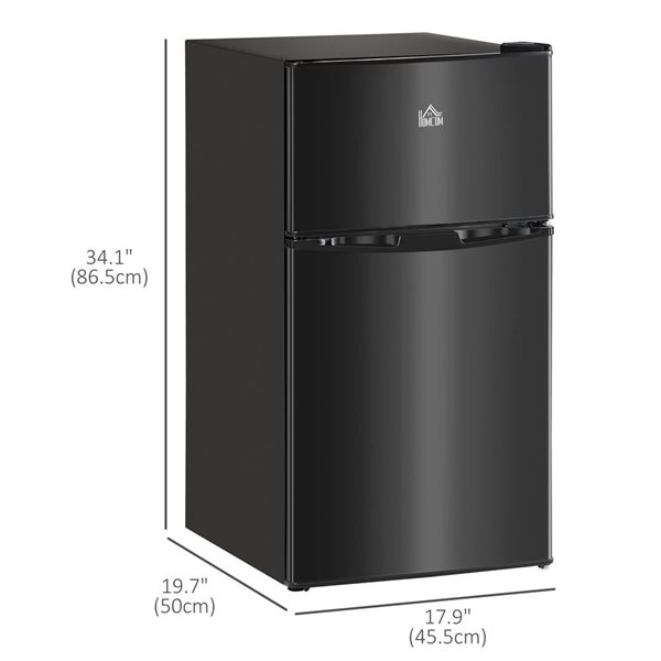HOMCOM 3.2-ft³ Mini Fridge/Freezer w/ Adjustable Shelf and Reversible Doors - Black