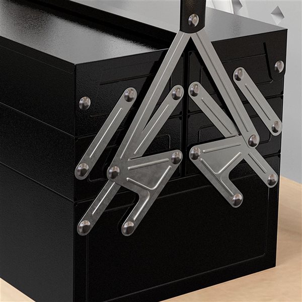 DURHAND Steel 5-Tray XL Tool Box w/ Handle - Black